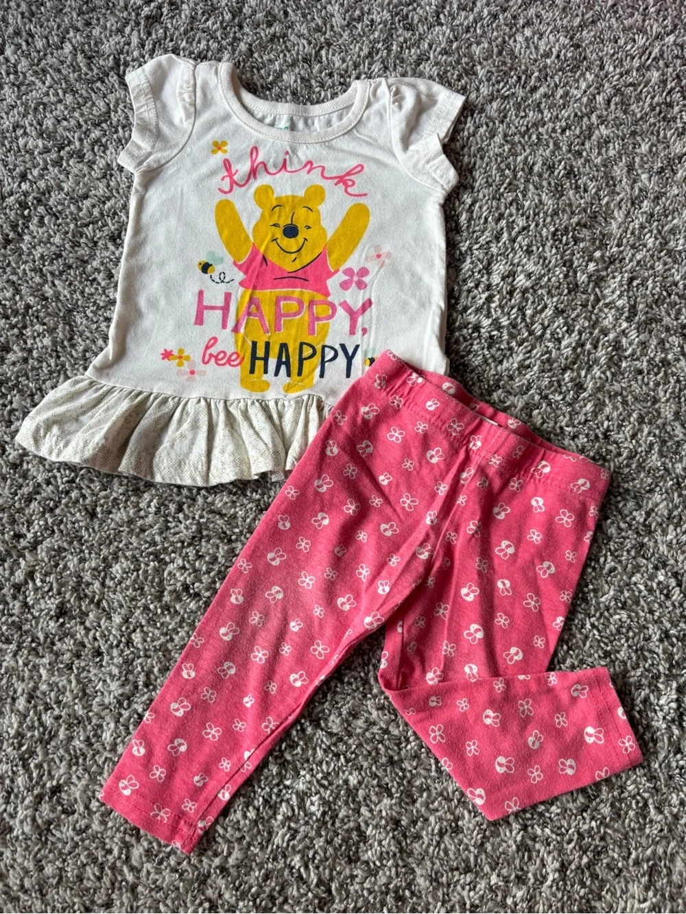 Disney White & Pink Winnie the Pooh 'Think Happy' Matching set